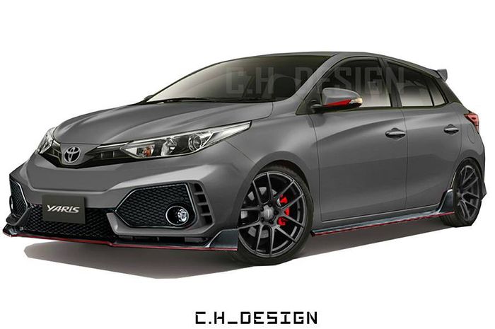 Modifikasi digital Toyota Yaris pasang muka Civic Type R