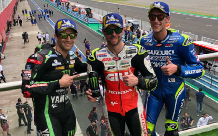 Peraih podium MotoGP Argentina 2018, Johann Zarco, Cal Crutchlow, dan Alex Rins