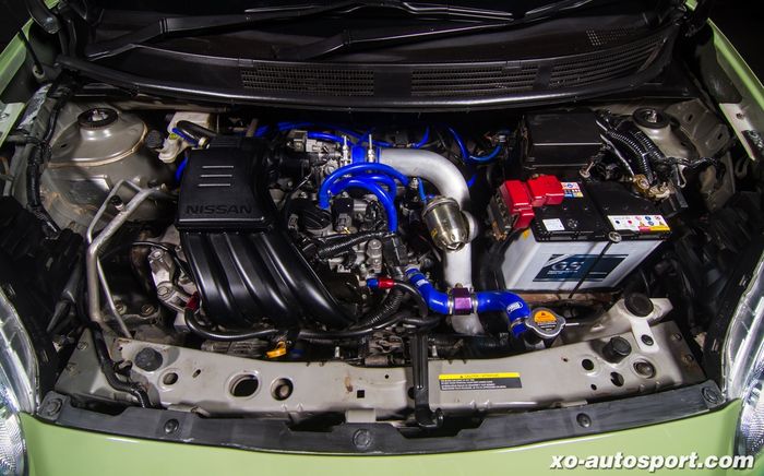 Mesin modifikasi Nissan March sudah disuntik turbo hingga tembus 186 dk