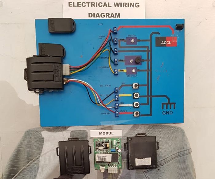 Jalur instalasi alarm DSS smart key di motor