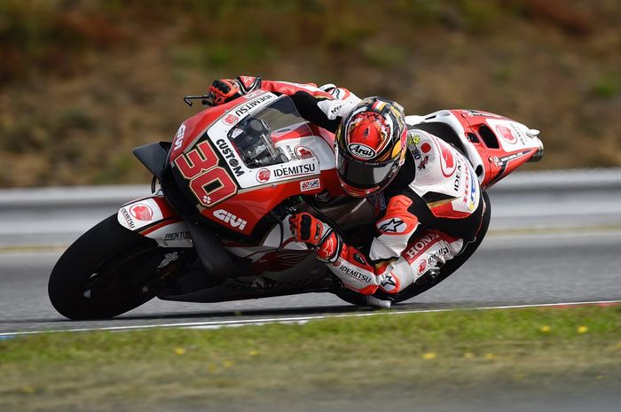 Pembalap tim LCR Honda, Takaaki Nakagami saat mengikuti sesi latihan MotoGP Ceko
