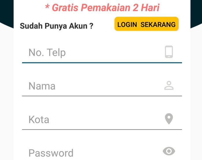 Pengguna aplikasi BestMatelR4 harus membuat akun terlebih dahulu. 