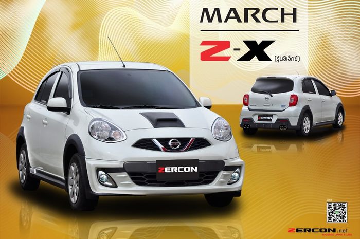 Modifikasi Nissan March bergaya sporty pasang body kit buatan Zercon, Thailand
