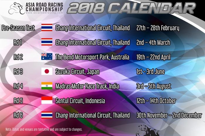 Kalender ARRC 2018, Indonesia menjadi tuan rumah putaran 5 bulan Oktober