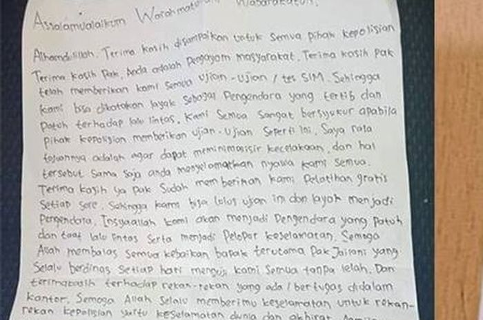 SIM milik Wisely Michello dan surat yang diberikan ke Aiptu Jailani