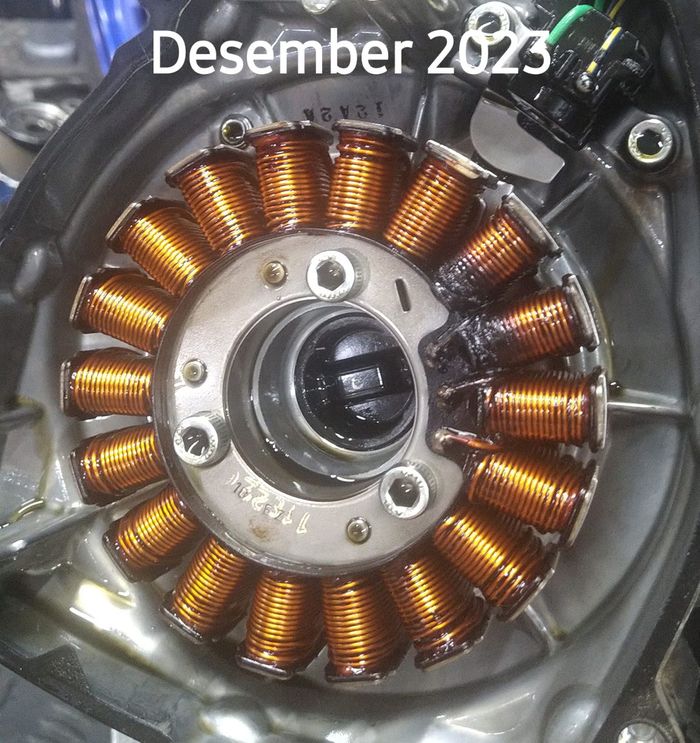 Kondi spul Yamaha MT-25 yang gosong membuat kode 46 muncul di speedometer