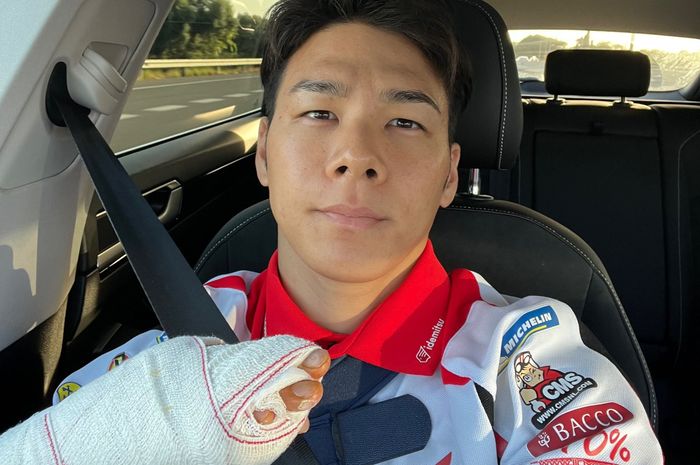 Takaaki Nakagami usai tabrakan dengan Marc Marquez di MotoGP Aragon 2022 masih belum bisa dipastikan tampil di home race di MotoGP Jepang 2022