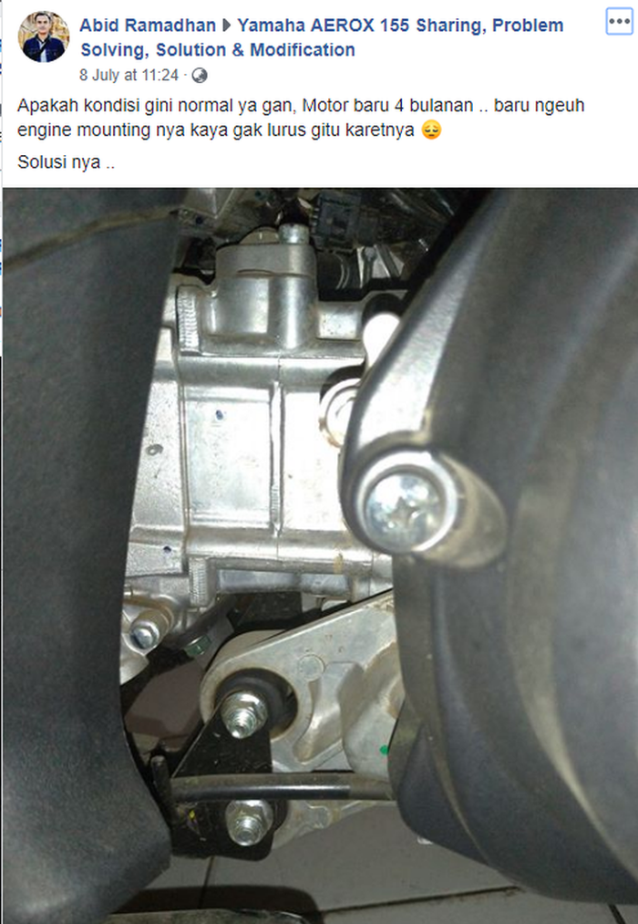 Netizen mengeluhkan Engine Mounting Yamaha Aerox 155 yang berongga