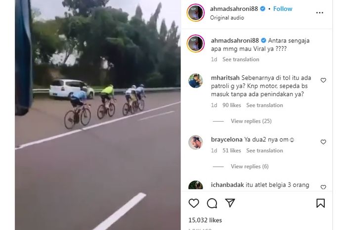 Rombongan pesepeda masuk tol Jakarta-Cikampek