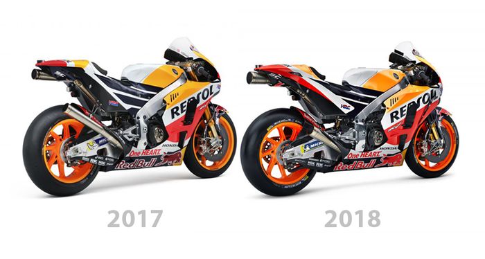 RC213V 2017 dan 2018 dari samping kanan