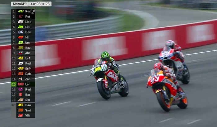 Cal Crutchlow finish di depan Andrea Dovizioso pada MotoGP Belanda 2017