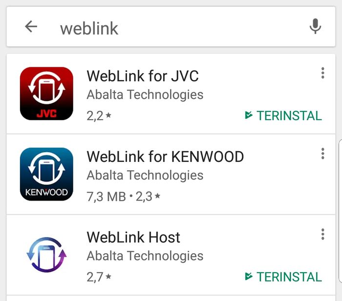 Setelah mengunduh aplikasi Weblink host, pilih opsi Weblink sebagai konektivitas smartphone dengan head unit
