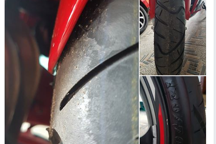 Ban belakang CBR250RR yang dipindah ke roda depan 