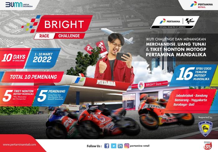 Bright Race Challenge dibuat oleh Bright Store dengan hadiah tiket nonton gratis MotoGP Mandalika