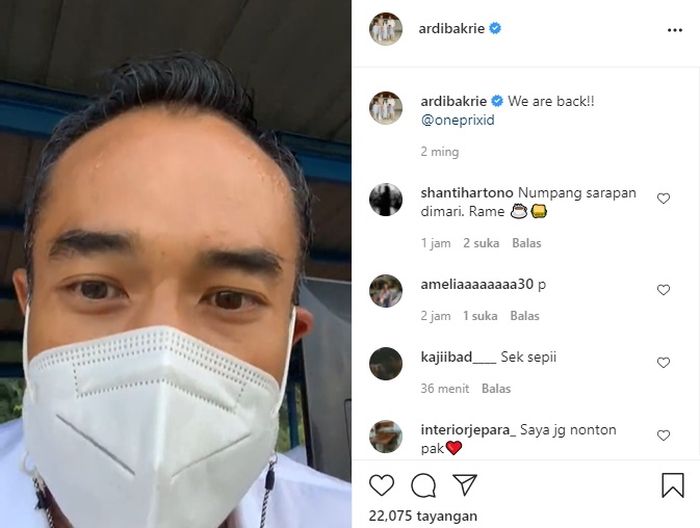 Ardie Bakrie menunjukkan event Oneprix kembali hadir, 20 Juni 2021 lalu di IG pribadinya