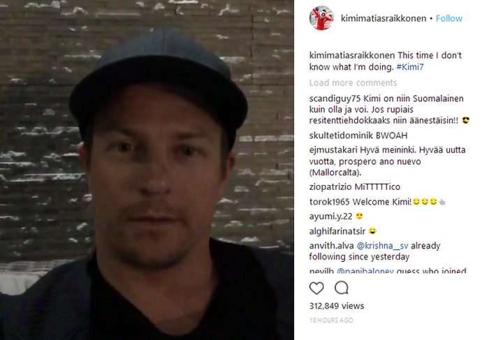 Kimi Raikkonen coba bermain media sosial dengan memposting video di akun Instagram @kimimatiasraikkonen