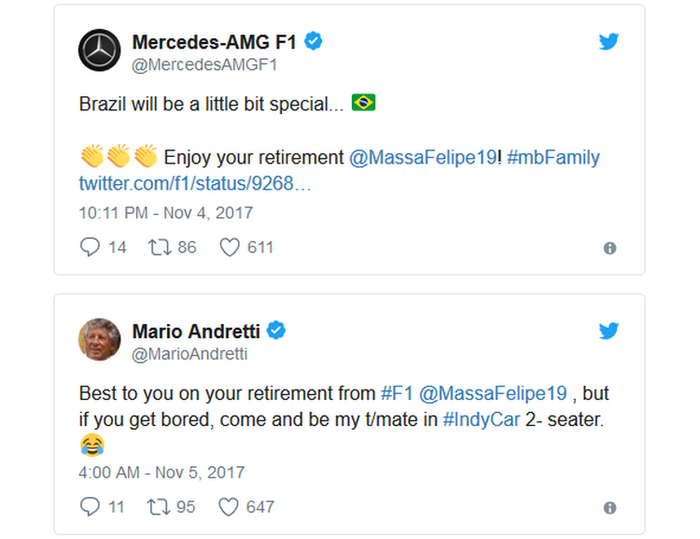 Ini ucapan dari tim Mercedes dan juara dunia F1 1978 Mario Andretti