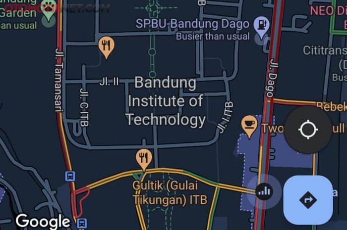 Terpantau di Google Maps lalu lintas di Bandung merah merona