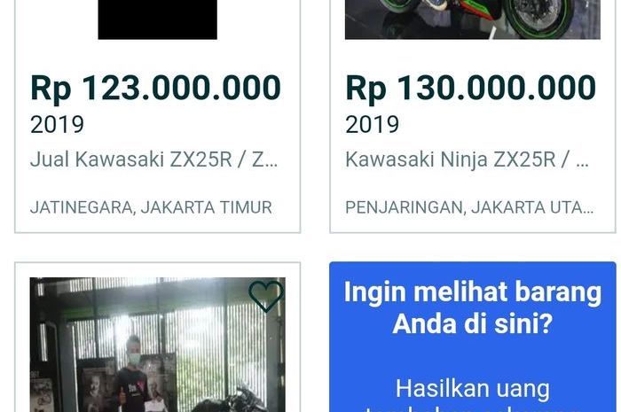 Kawasaki Ninja ZX-25R dijual lagi di e-commerce OLX