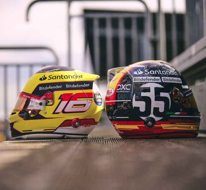 Helm spesial Carlos Sainz dan Charles Leclerc di F1 Italia 2023