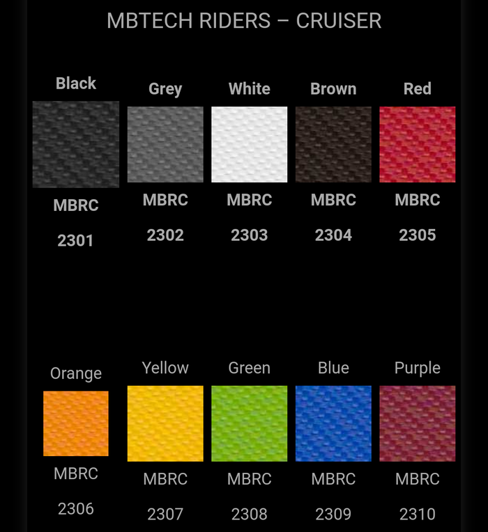 Pilihan warna MBtech Riders-Cruiser sangat variatif dan bisa dipilih sesuai selera