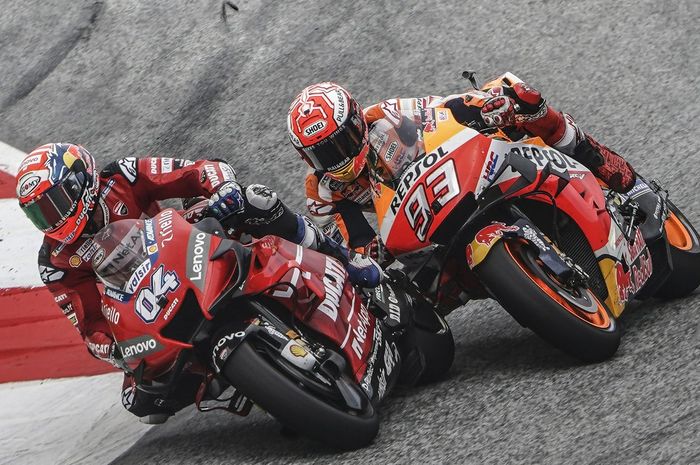 Andrea Dovizioso dan Marc Marquez di MotoGP Austria. Gelar juara tim 2019 akan jadi milik tim Ducati atau Honda?