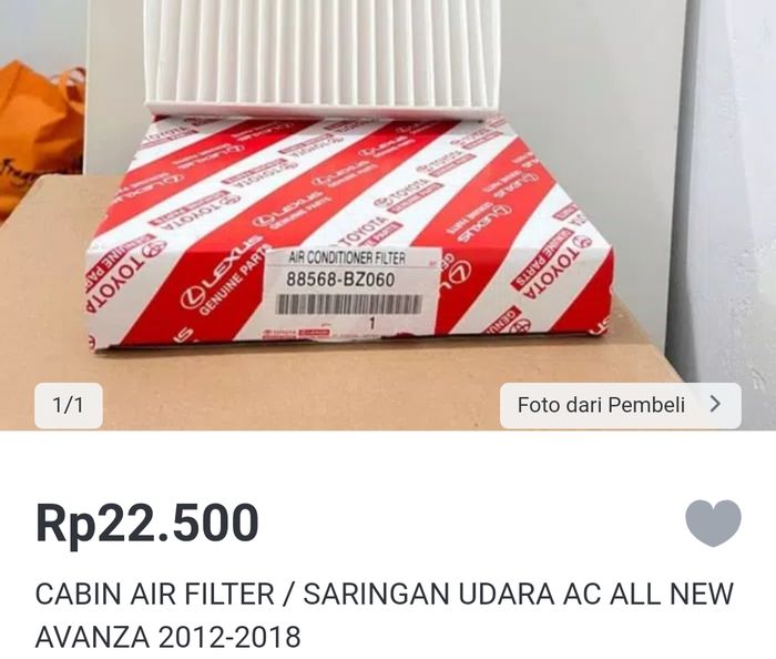 Filter udara Avanza yang harganya enggak masuk akal di toko online