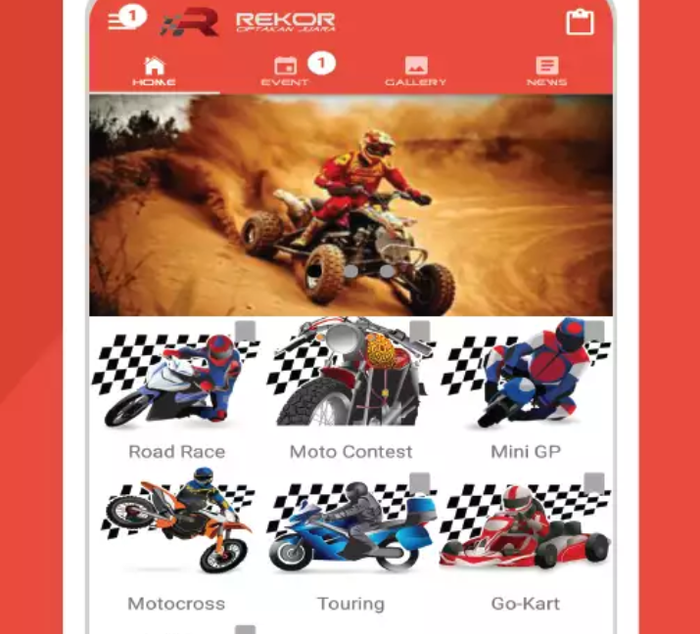 Tampilan aplikasi Rekor