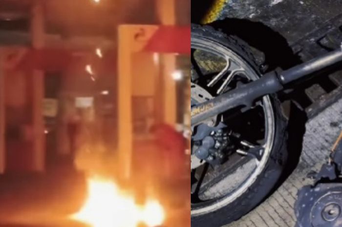 Suzuki thunderr 125 musuh SPBU bikin gaduh usai terbakar di SPBU