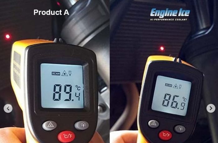 Komparasi temperatur mesin antar produk radiator coolant
