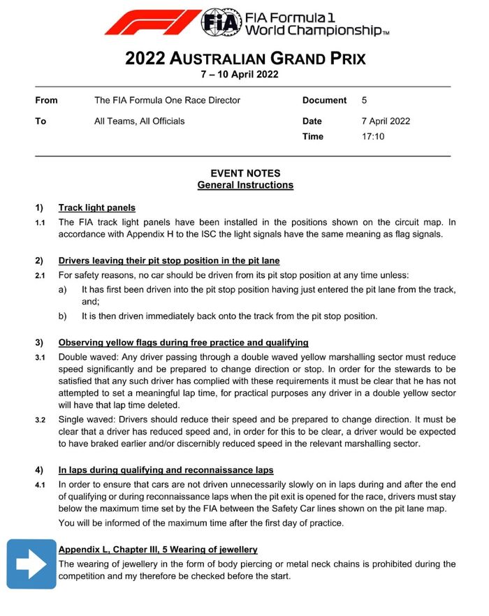 Aturan di F1 Australia 2022
