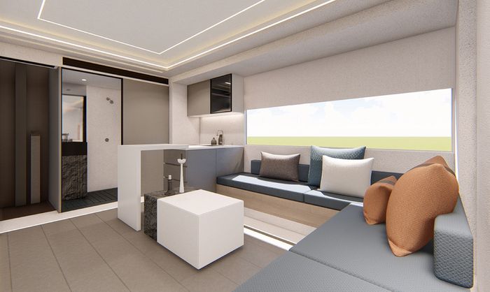 Tampilan kabin fungsional Maxus V90 Villa Edition