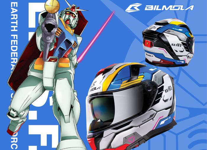 Helm Bilmola x Gundam dengan kelir khas Gundam RX-78-2