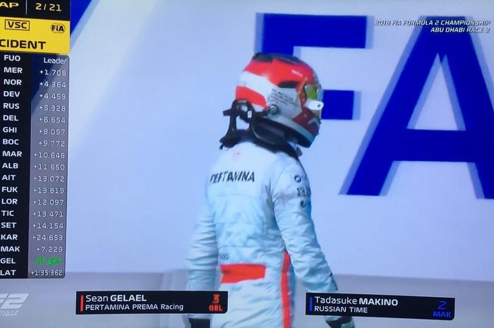 Sean Gelael menutup balapan musim 2018 dengan tidak finish di race 2 F2 Abu Dhabi
