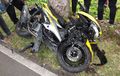 Kecelakaan...Yamaha Aerox Umur Sebulan Sudah Hancur Lebur, Bodi Remuk, Kondisi Tersandar di Pohon