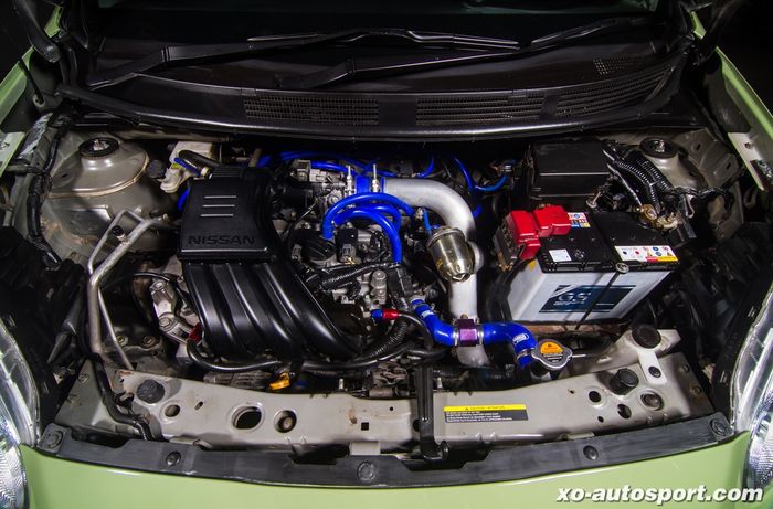 Mesin modifikasi Nissan March disuntik turbo hingga tembus 186 dk