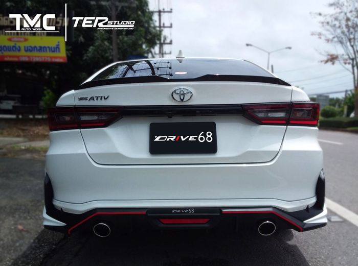 Tampilan belakang modifikasi Toyota Vios baru dipasok body kit sporty Drive86