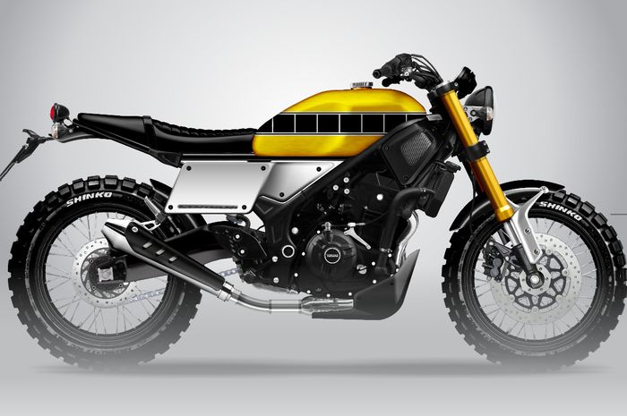 Renderan konsep Yamaha MT-25 jadi XSR 250