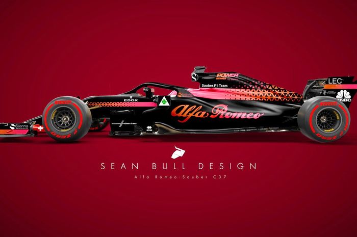 Beginilah kira-kira livery tim Sauber yang bekerja sama dengan Alfa Romeo, hasil karya Sean Bull Design