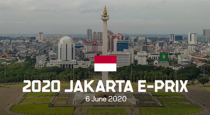 Tugu Monas dipasang di laman Formula E, sebagai pemberitahuan Jakarta menggelar balap Formula E tahun 2020