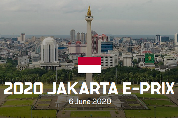 Tugu Monas dipasang di laman Formula E, sebagai pemberitahuan Jakarta menggelar balap Formula E tahun 2020