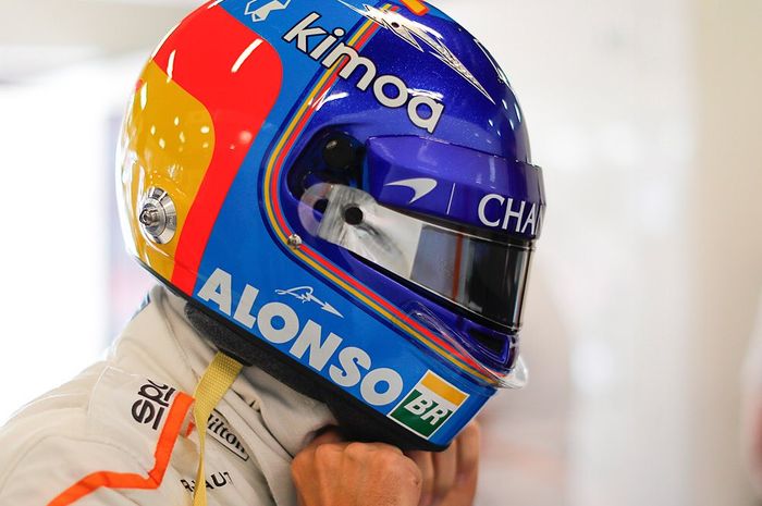 Fernando Alonso dalam sebuah persiapan di akhir pekan GP F1 Spanyol