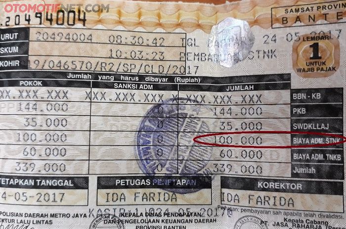 Biaya administrasi STNK ini yang akan direvisi