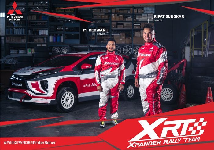 Rifat Sungkar (kanan) dan co-driver M. Redwan akan berlaga di reli Selandia Baru dengan Mitsubishi Xpander di bawah bendera Xpander Rally Team
