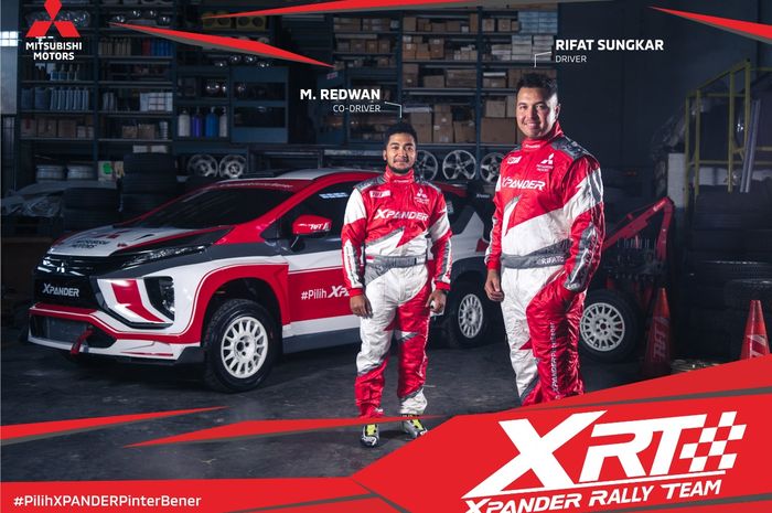 Rifat Sungkar (kanan) dan co-driver M. Redwan akan berlaga di reli Selandia Baru dengan Mitsubishi Xpander di bawah bendera XPANDER Rally Team