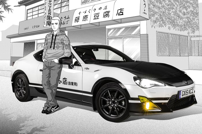 Modifikasi Toyota 86 dengan livery ala Toyota Corolla AE86 di animasi Initial D