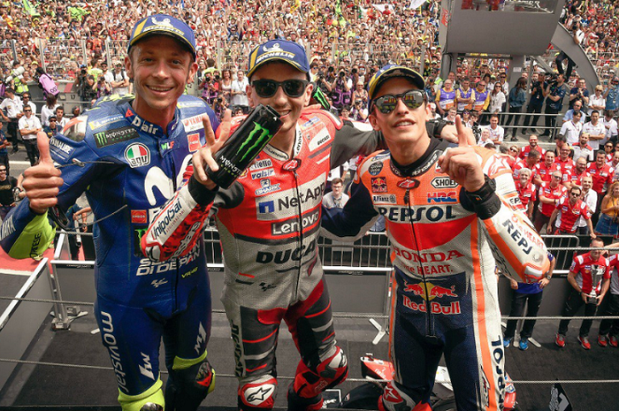 Valentino Rossi, Jorge Lorenzo, dan Marc Marquez