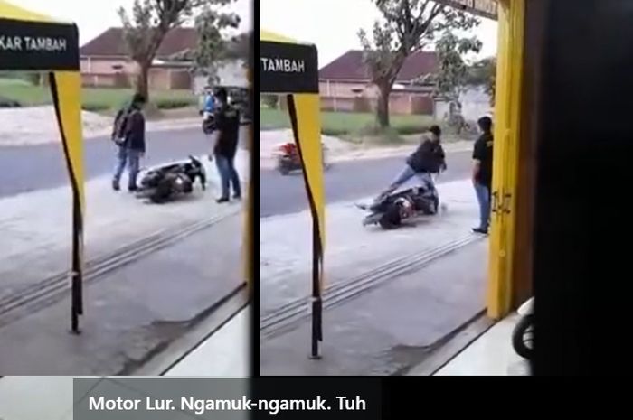 Cuplikan video pemuda rusak motor