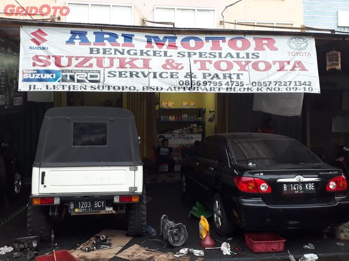 Ari Motor, Bengkel Spesialis Suzuki dan Toyota di BSD Autoparts, Tangerang Selatan.