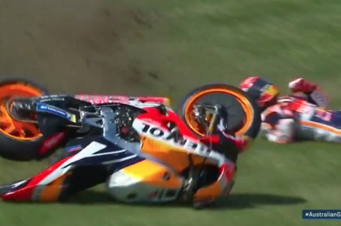 Marc Marquez crash di FP1 MotoGP Australia